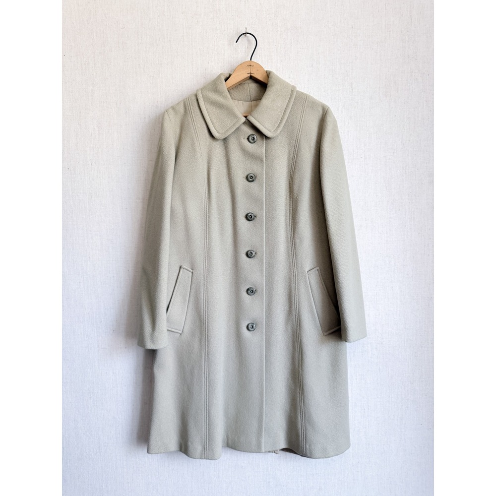 vtg 60s beige wool heavy coat size M‎